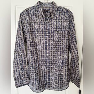 J McLaughlin Men’s Button Up Cotton Shirt Size L‎ Print Classic Workwear Casual